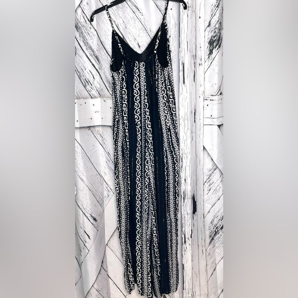 Nwt Zury Bohemian Romper Black & White Metallic Free Size — image 3 of 8